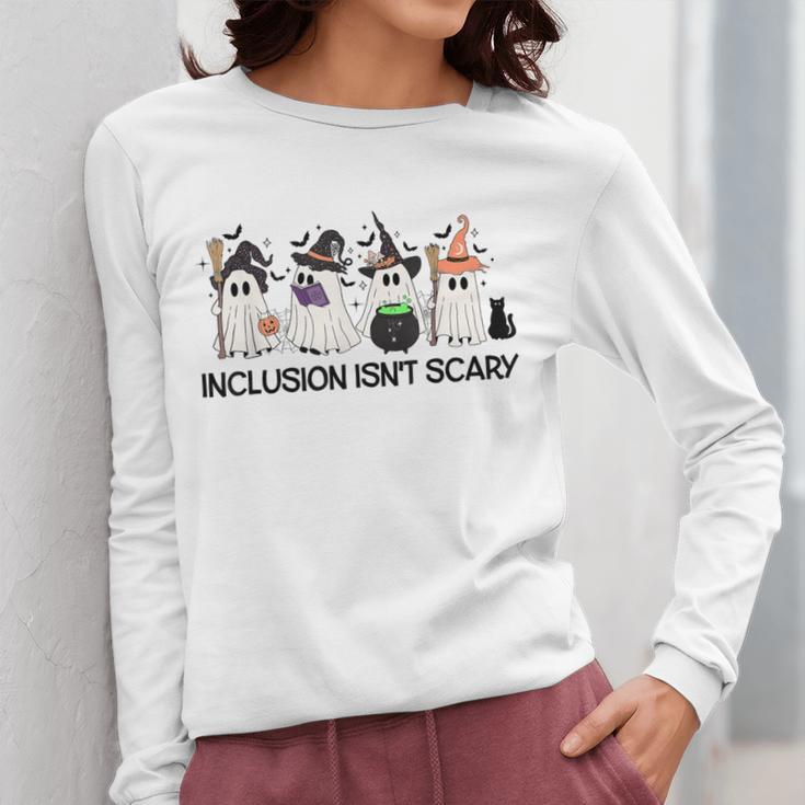 Inclusion Isn't Scary Boo Ghost Halloween Sped Teacher Women Long Sleeve T-Shirt, funny design Inclusion Isn't Scary Boo Ghost Halloween Sped Teacher Women Long Sleeve T-Shirt, funny design