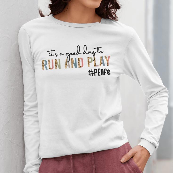 It's a Good Day To Run And Play Leopard PE Teacher Life Women Long Sleeve T-Shirt, Pe Teacher Gifts, funny design It's a Good Day To Run And Play Leopard PE Teacher Life Women Long Sleeve T-Shirt, Pe Teacher Gifts, funny design