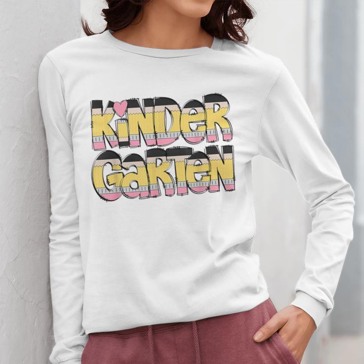 Kindergarten Pencil First Day Of School Teacher Toddler Kids Women Long Sleeve T-Shirt, funny design