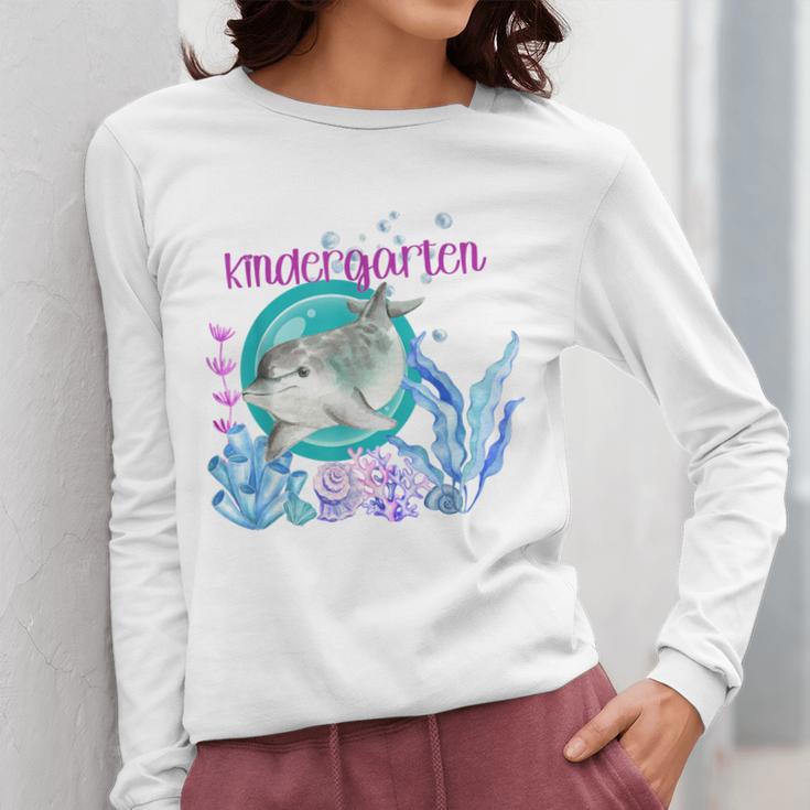 Kindergarten Teacher Dolphin Ocean Life Teaching Team Spirit Women Long Sleeve T-Shirt, funny design Kindergarten Teacher Dolphin Ocean Life Teaching Team Spirit Women Long Sleeve T-Shirt, funny design
