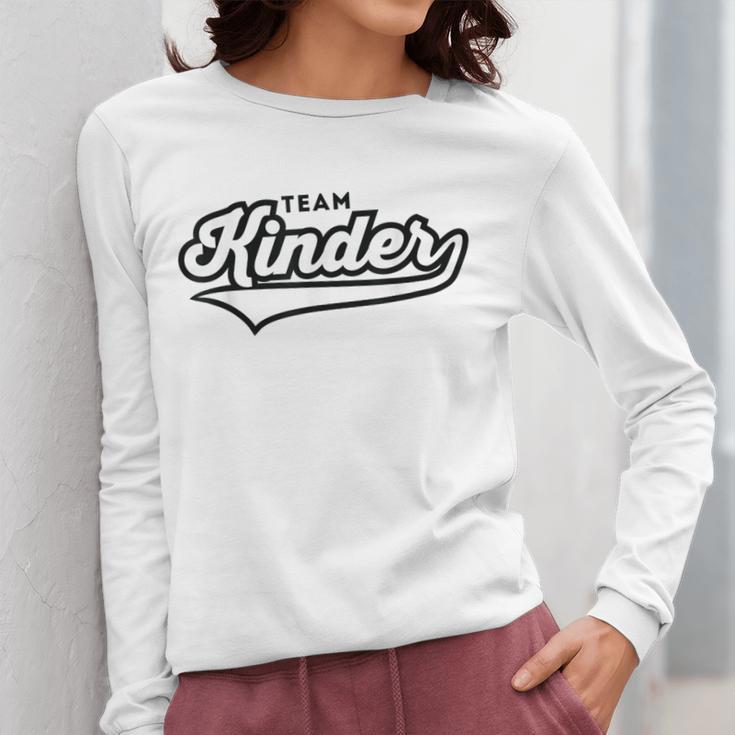 Kindergarten TEAM School Teacher Kinder Baseball-Style Shirt Women Long Sleeve T-Shirt, funny design Kindergarten TEAM School Teacher Kinder Baseball-Style Shirt Women Long Sleeve T-Shirt, funny design