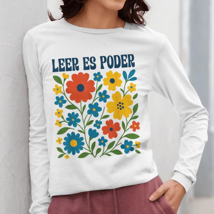 Leer Es Poder Cute Floral Boho Spanish Teacher Reading Women Long Sleeve T-Shirt, funny design Leer Es Poder Cute Floral Boho Spanish Teacher Reading Women Long Sleeve T-Shirt, funny design