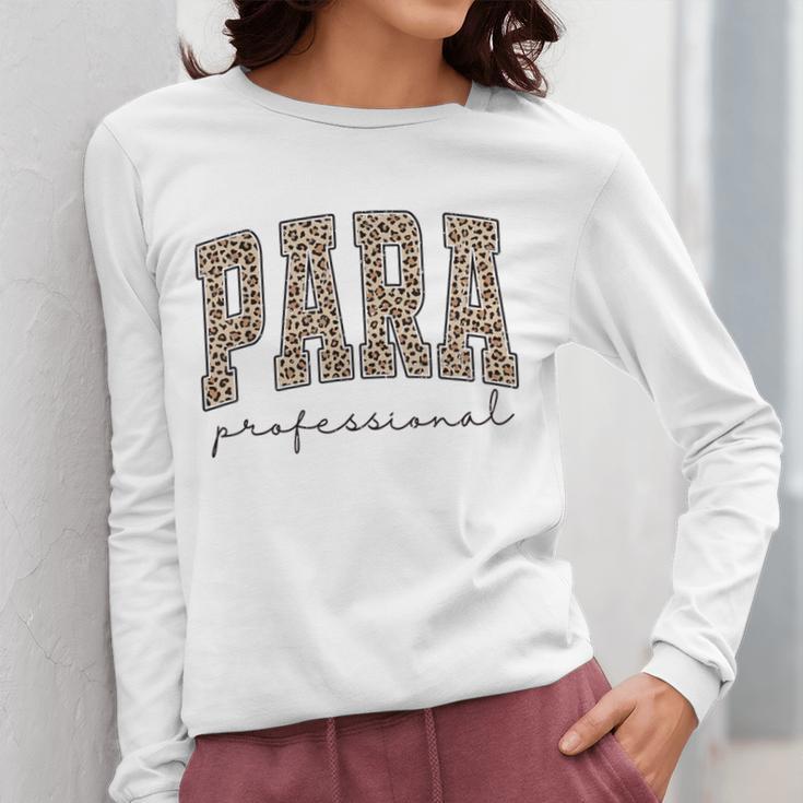 Leopard Paraprofessional Back To School Para Squad Teacher Women Long Sleeve T-Shirt, funny design