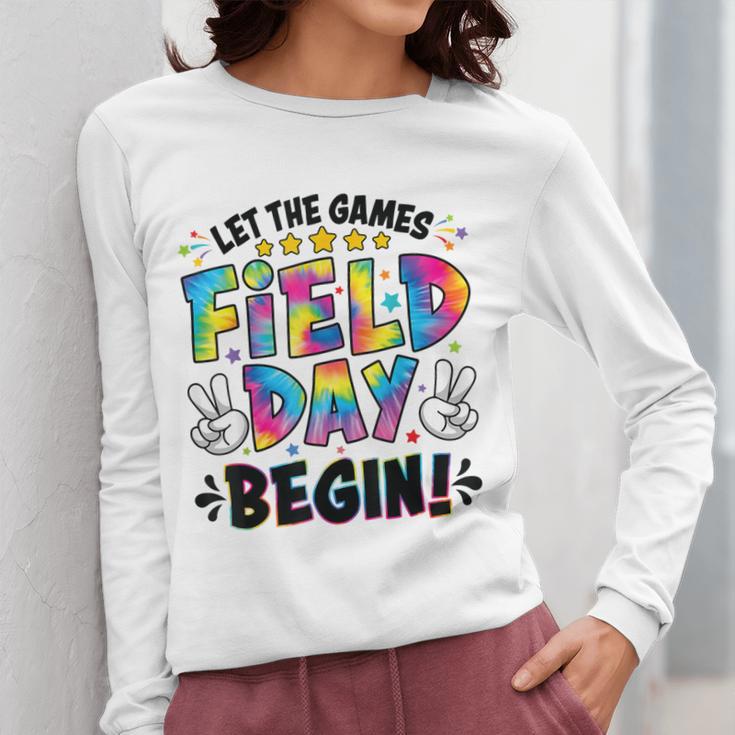Let The Games Field Day Begin Tie Dye Adults Teacher Kids Women Long Sleeve T-Shirt, funny design
