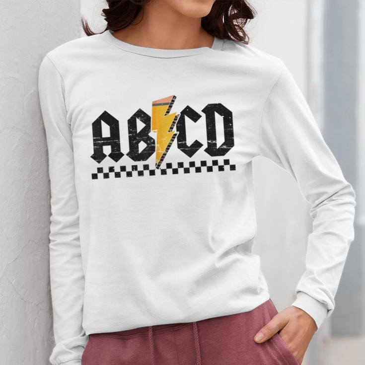 Lightning Pencil Rock'n Roll ABCD Teacher Back To School Kid Women Long Sleeve T-Shirt, funny design Lightning Pencil Rock'n Roll ABCD Teacher Back To School Kid Women Long Sleeve T-Shirt, funny design