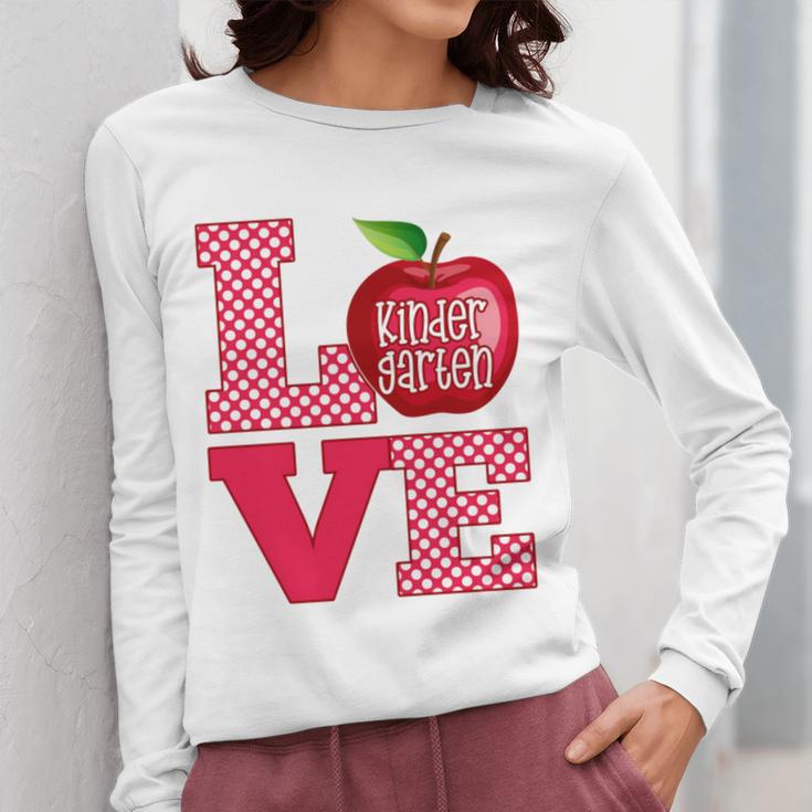 Love Kindergarten Cute Apple School Teacher Women Long Sleeve T-Shirt, funny design Love Kindergarten Cute Apple School Teacher Women Long Sleeve T-Shirt, funny design