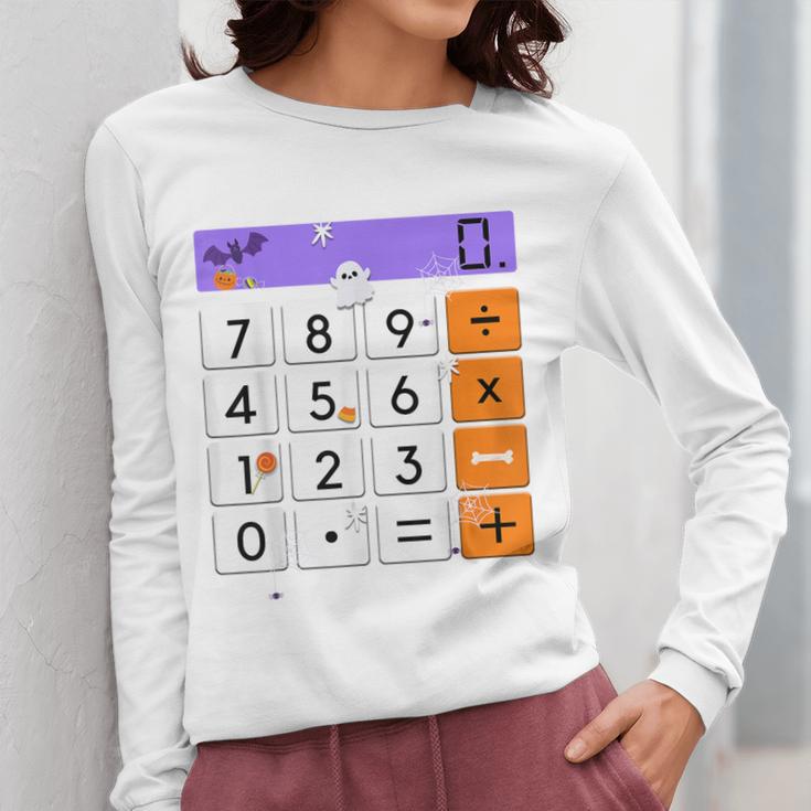 Math Teacher Halloween Costume Calculator Math Pun Women Long Sleeve T-Shirt, funny design