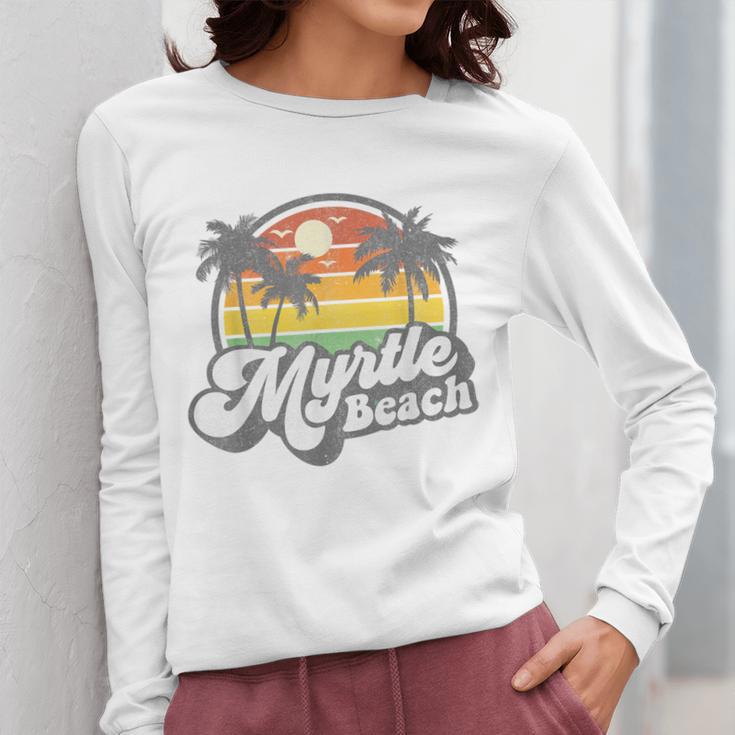 Myrtle Beach South Carolina Retro 70s Vintage Vacation Women Long Sleeve T-Shirt, funny design