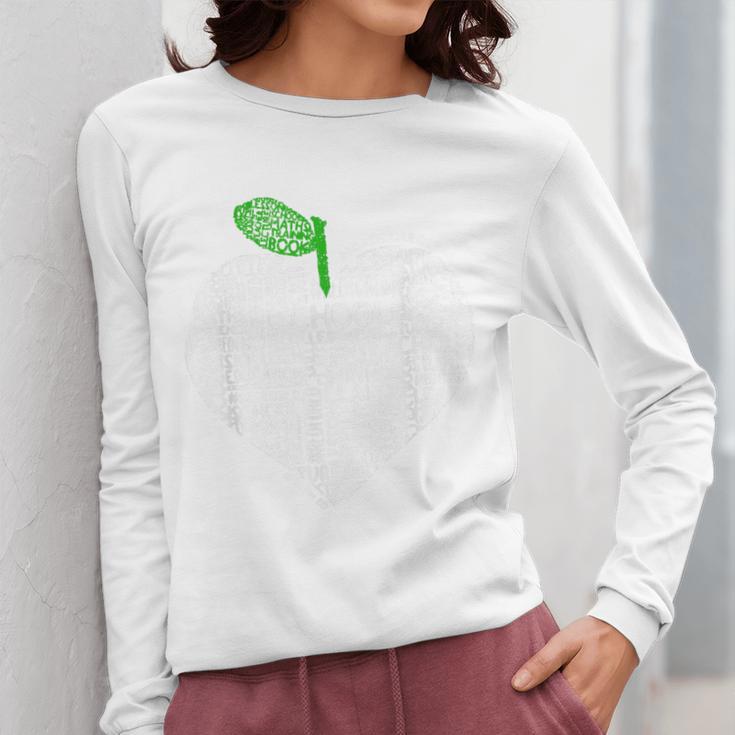 NC Red For Ed North Carolina Proud Teacher Apple T-Shirt Women Long Sleeve T-Shirt, funny design