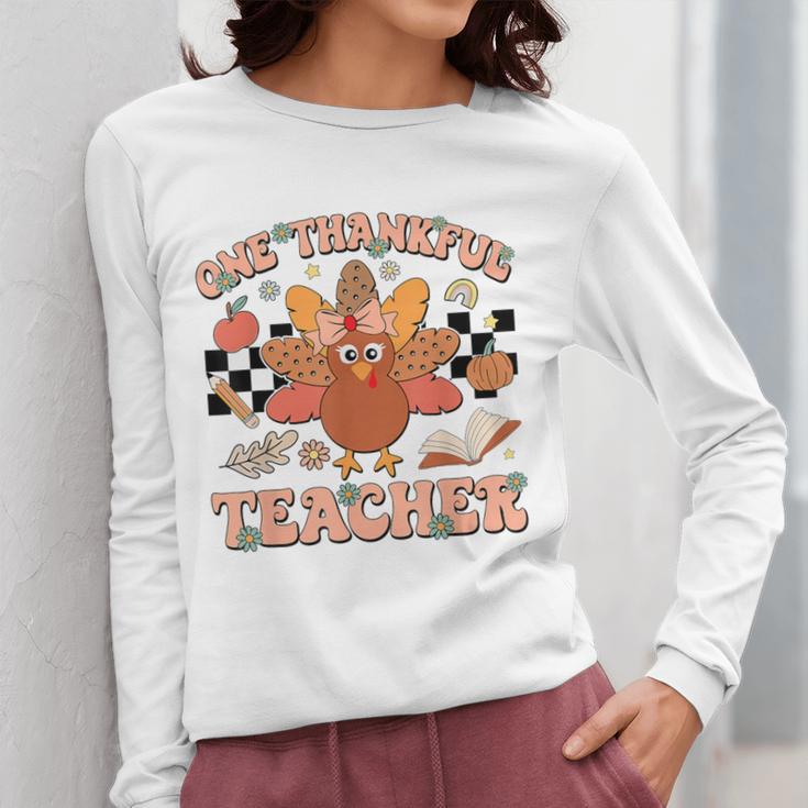 One Thankful Teacher Thanksgiving Retro Groovy Fall Teachers Women Long Sleeve T-Shirt, Groovy Teacher Gifts, funny design One Thankful Teacher Thanksgiving Retro Groovy Fall Teachers Women Long Sleeve T-Shirt, Groovy Teacher Gifts, funny design