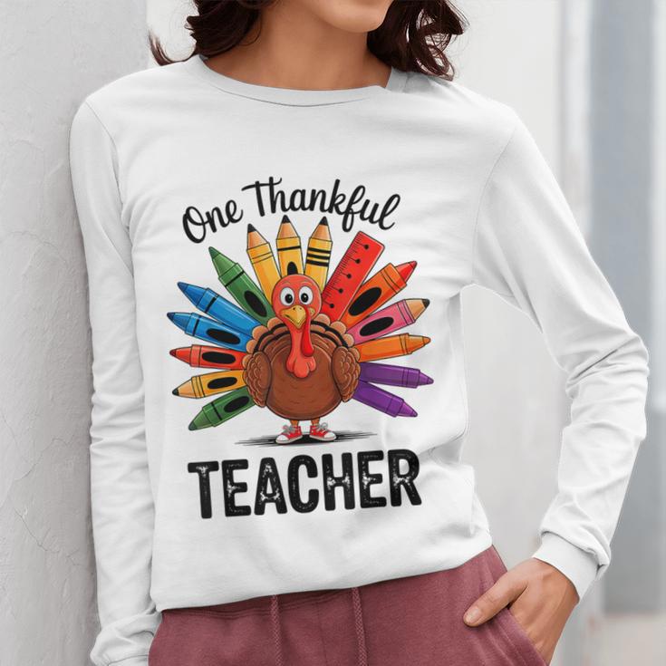 One Thankful Teacher Thanksgiving TurkeyCute Pencil Women Long Sleeve T-Shirt, funny design One Thankful Teacher Thanksgiving TurkeyCute Pencil Women Long Sleeve T-Shirt, funny design