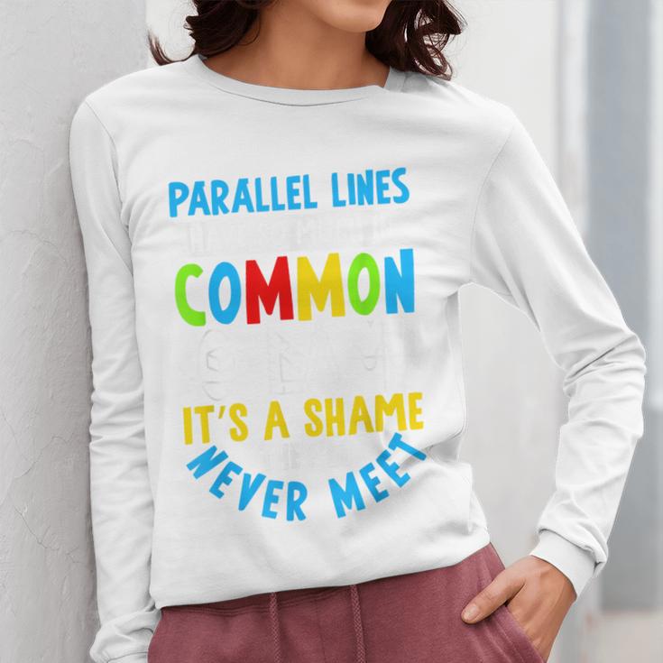 Parallel Lines Math Pun – Teacher Humor Women Long Sleeve T-Shirt, funny design