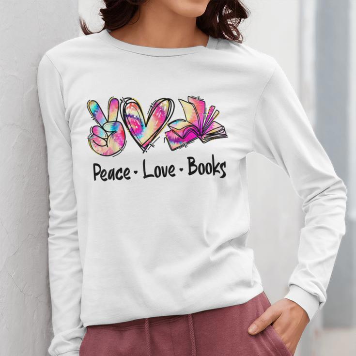 Peace Love Books Librarian Teacher Life Book Library Tie Dye Women Long Sleeve T-Shirt, funny design Peace Love Books Librarian Teacher Life Book Library Tie Dye Women Long Sleeve T-Shirt, funny design