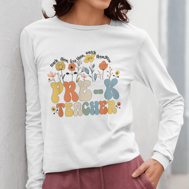 Pre-k Teacher Appreciation Teaching Wildflowers Women Long Sleeve T-Shirt, funny design