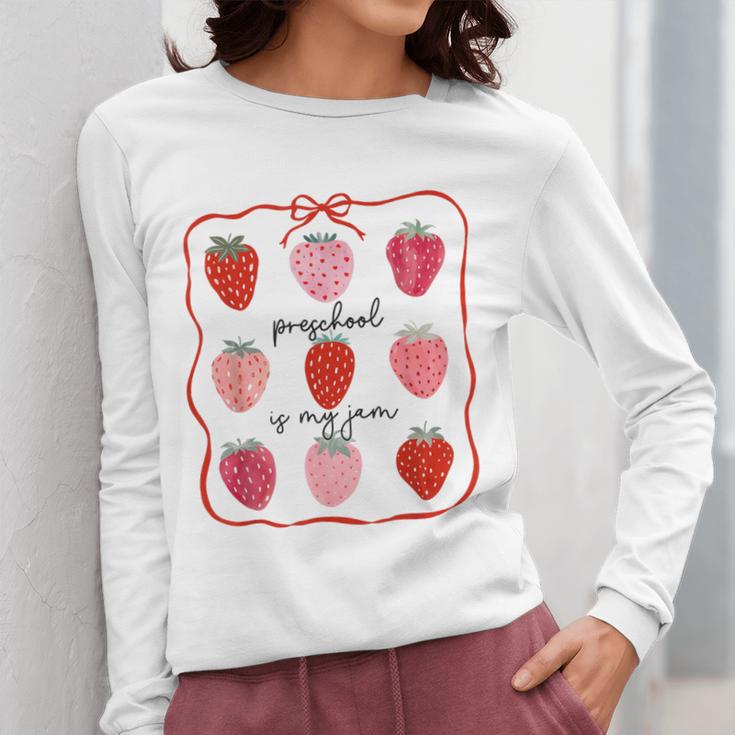 Preschool Is My Jam Strawberry Teacher First Day Of School Women Long Sleeve T-Shirt, funny design Preschool Is My Jam Strawberry Teacher First Day Of School Women Long Sleeve T-Shirt, funny design