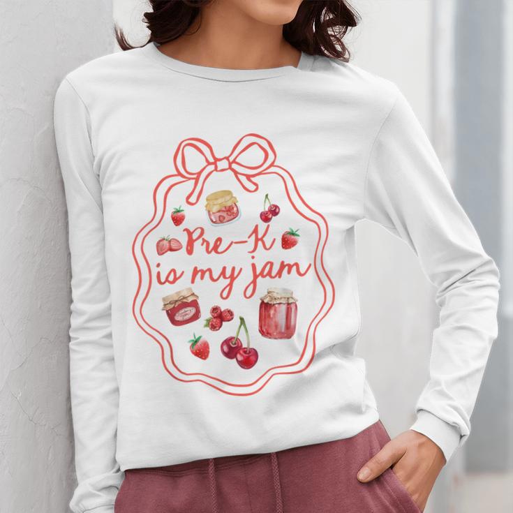 Preschool Pre-K Is My Jam Strawberry Girl Teacher Kids Women Long Sleeve T-Shirt, funny design
