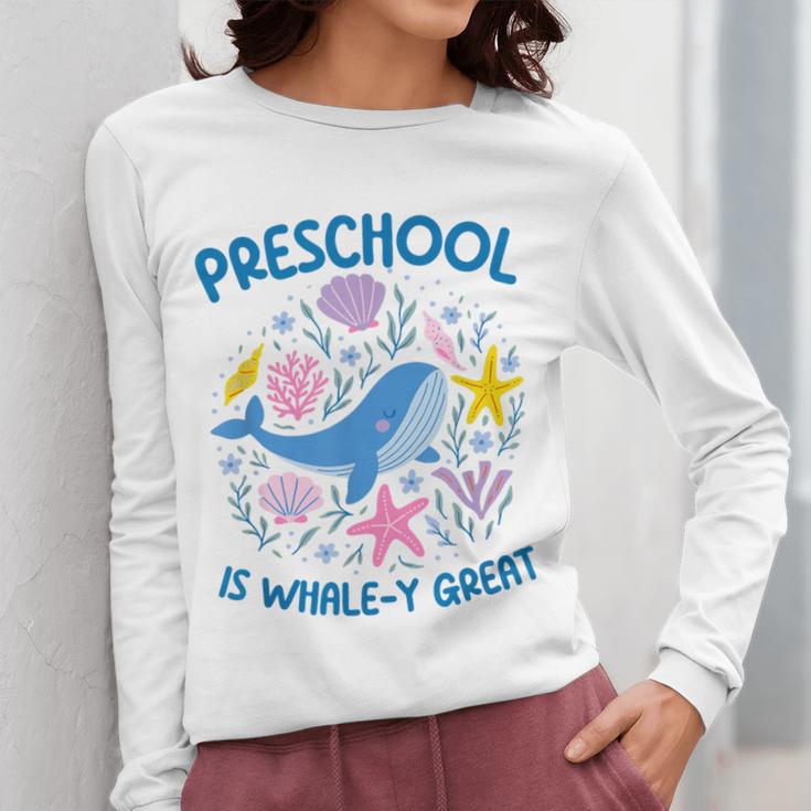 Preschool Is Whale-y Great Preschool Teacher Women Long Sleeve T-Shirt, funny design