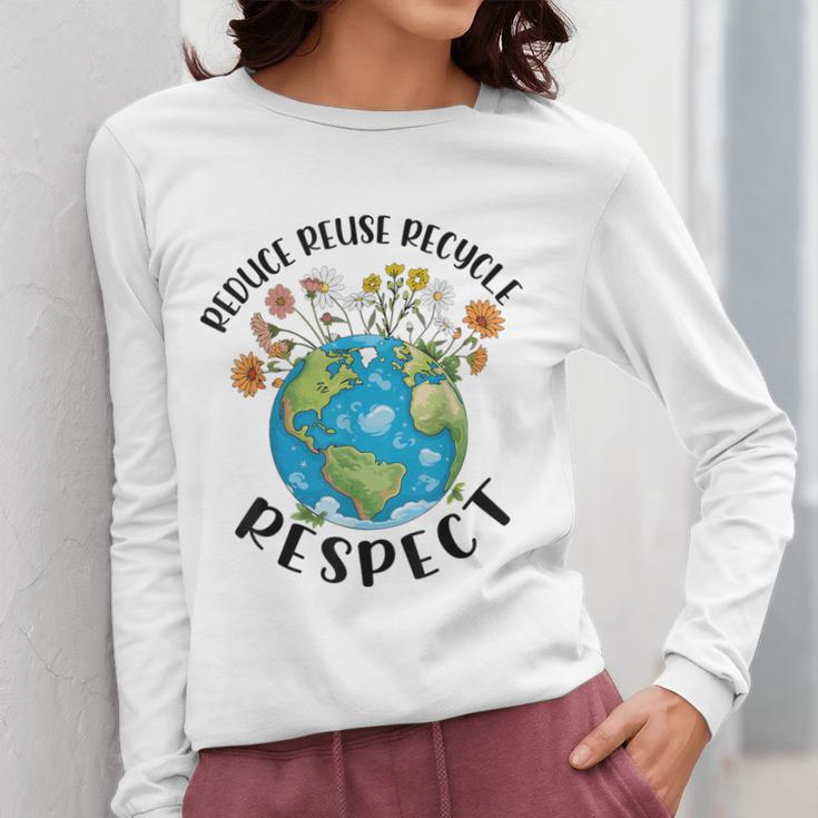 Reduce Reuse Recycle Respect Earth Day Teacher Girl Women Women Long Sleeve T-Shirt, funny design Reduce Reuse Recycle Respect Earth Day Teacher Girl Women Women Long Sleeve T-Shirt, funny design