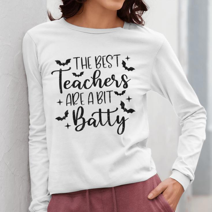 Retro The Best Teachers Are A Bit Batty Halloween Teacher Women Long Sleeve T-Shirt, funny design Retro The Best Teachers Are A Bit Batty Halloween Teacher Women Long Sleeve T-Shirt, funny design