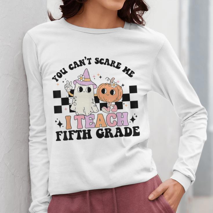 Retro You Can't Scare Me I Teach 5th Grade Teacher Halloween Women Long Sleeve T-Shirt, funny design Retro You Can't Scare Me I Teach 5th Grade Teacher Halloween Women Long Sleeve T-Shirt, funny design