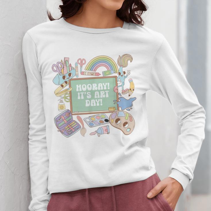 Retro Hooray It's Art Day Art Teacher Back To School Women Women Long Sleeve T-Shirt, funny design Retro Hooray It's Art Day Art Teacher Back To School Women Women Long Sleeve T-Shirt, funny design