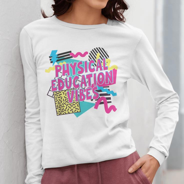 Retro Physical Education Vibes Gym Teacher Phys Ed Teacher Women Long Sleeve T-Shirt, funny design Retro Physical Education Vibes Gym Teacher Phys Ed Teacher Women Long Sleeve T-Shirt, funny design