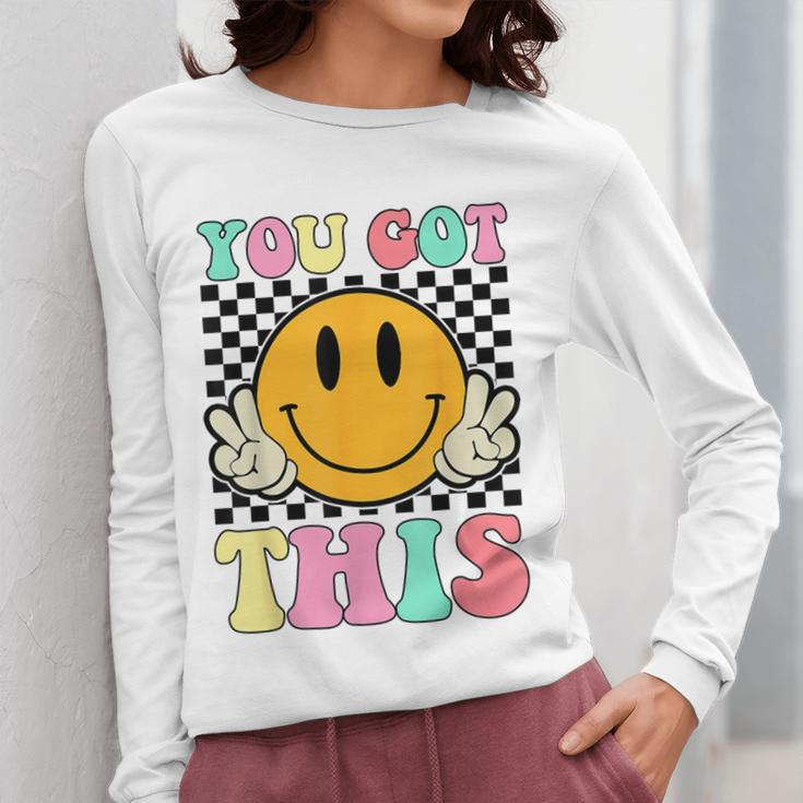 You Got This Retro Smile Motivational Testing Day Teacher Women Long Sleeve T-Shirt, funny design You Got This Retro Smile Motivational Testing Day Teacher Women Long Sleeve T-Shirt, funny design
