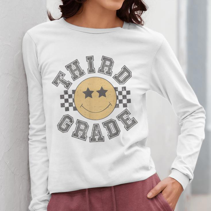 Retro Third Grade Teacher Student 1st Day Back To School Women Long Sleeve T-Shirt, funny design