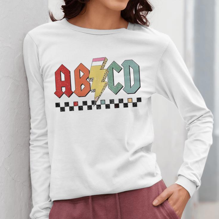 Rock Abcd Back To School Abcd Preschool Teacher Appreciation Women Long Sleeve T-Shirt, funny design Rock Abcd Back To School Abcd Preschool Teacher Appreciation Women Long Sleeve T-Shirt, funny design