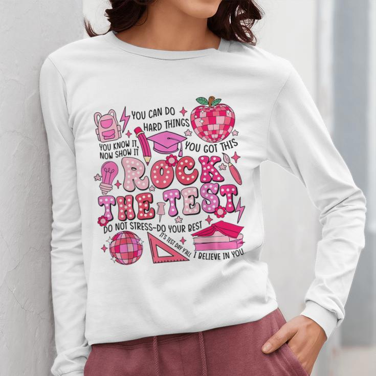 Rock The Test Testing Day Don't Stress Do Your Best Teacher For Men Women Girls Kids Women Long Sleeve T-Shirt, funny design Rock The Test Testing Day Don't Stress Do Your Best Teacher For Men Women Girls Kids Women Long Sleeve T-Shirt, funny design