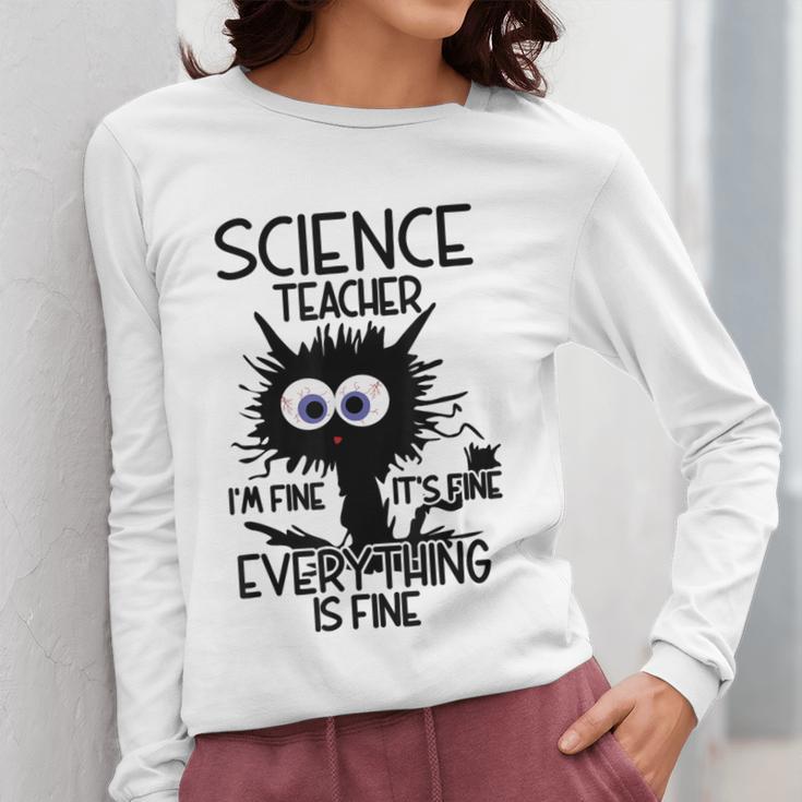 Science Teacher Appreciation Merch -Adults -Youth Grey Classic Fit Modern Science Theme Cartoon Women Long Sleeve T-Shirt, Science Teacher Gifts, funny design