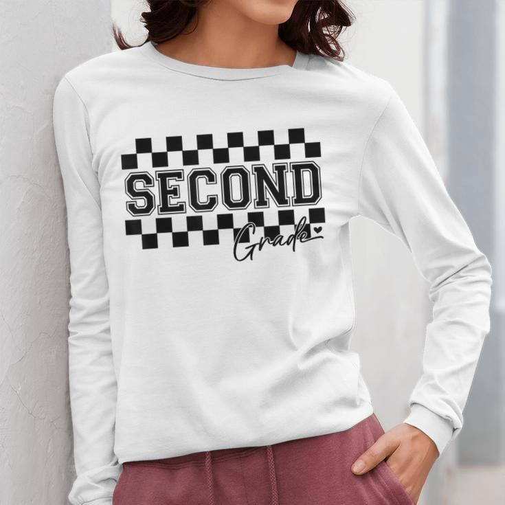Second Grade Checkered Teacher 1st Day Back To School Women Women Long Sleeve T-Shirt, funny design Second Grade Checkered Teacher 1st Day Back To School Women Women Long Sleeve T-Shirt, funny design