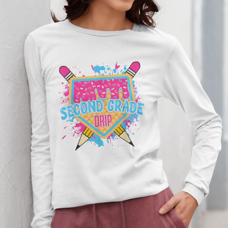 Second Grade Drip Ice Cream Home Plate Baseball Teachers Kid Women Long Sleeve T-Shirt, funny design Second Grade Drip Ice Cream Home Plate Baseball Teachers Kid Women Long Sleeve T-Shirt, funny design