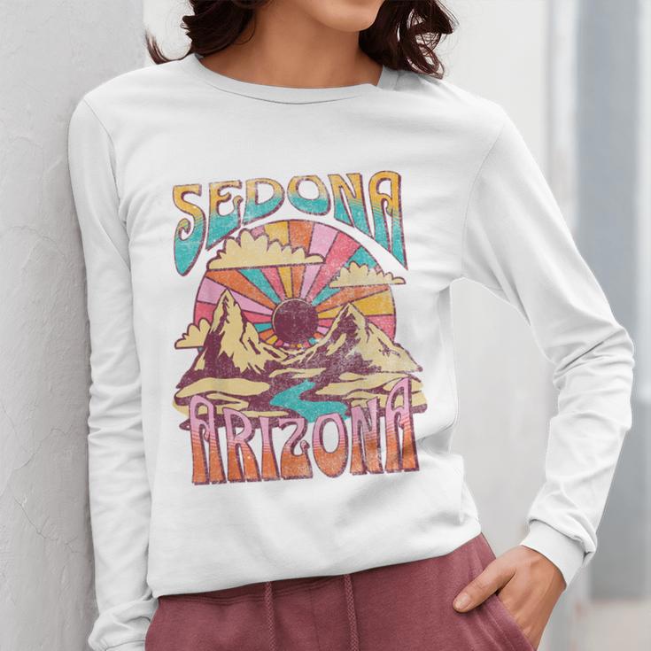 Sedona Arizona Nature Hiking Mountains Outdoors Vintage Women Long Sleeve T-Shirt, funny design