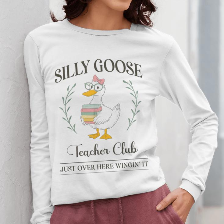 Silly Goose Teacher Club Women Long Sleeve T-Shirt, funny design