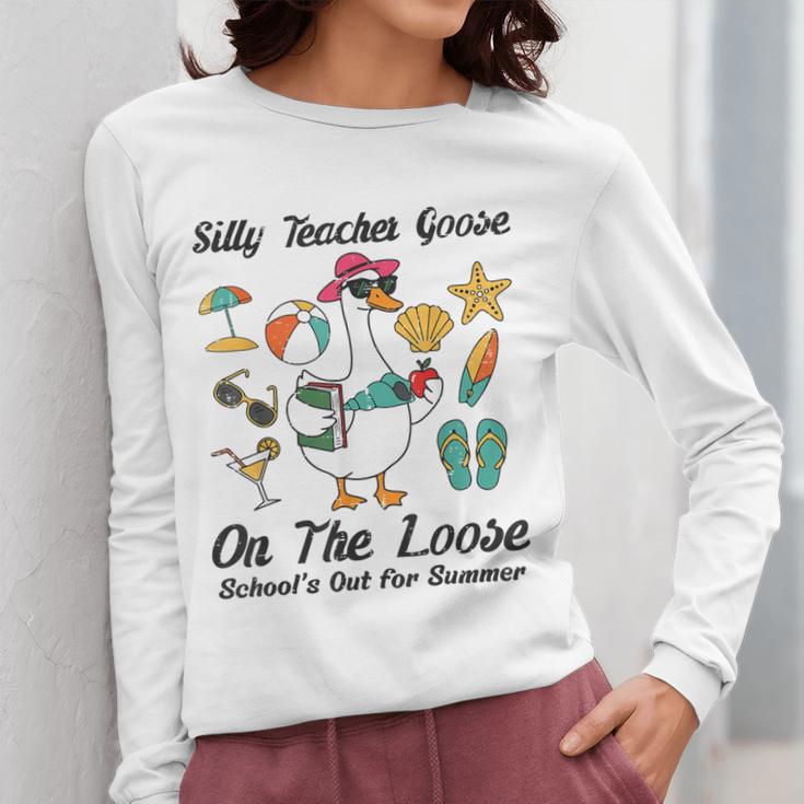 Silly Teacher Goose On The Loose School Out Summer Women Men Women Long Sleeve T-Shirt, funny design Silly Teacher Goose On The Loose School Out Summer Women Men Women Long Sleeve T-Shirt, funny design