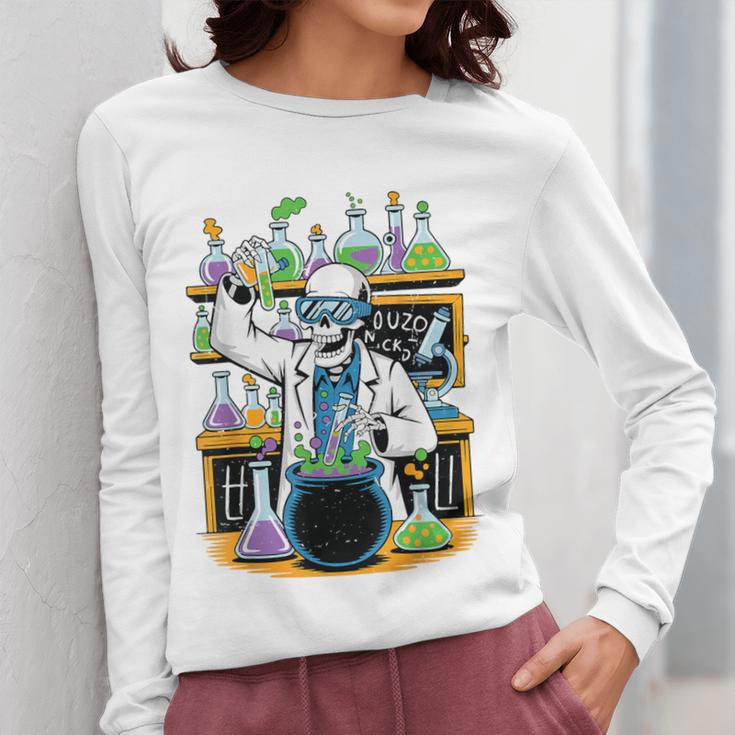 Skeleton Mad Scientist Halloween Costume Science Teacher Women Long Sleeve T-Shirt, Science Teacher Gifts, funny design Skeleton Mad Scientist Halloween Costume Science Teacher Women Long Sleeve T-Shirt, Science Teacher Gifts, funny design