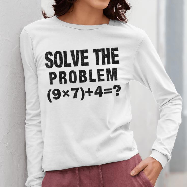 Solve The Problem 9×74 Math Teacher Women Long Sleeve T-Shirt, funny design