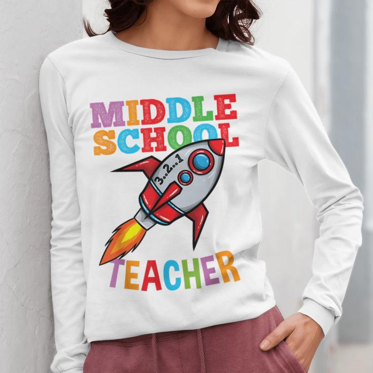 Space Middle School Teacher Back To School Men Women Kids Women Long Sleeve T-Shirt, funny design