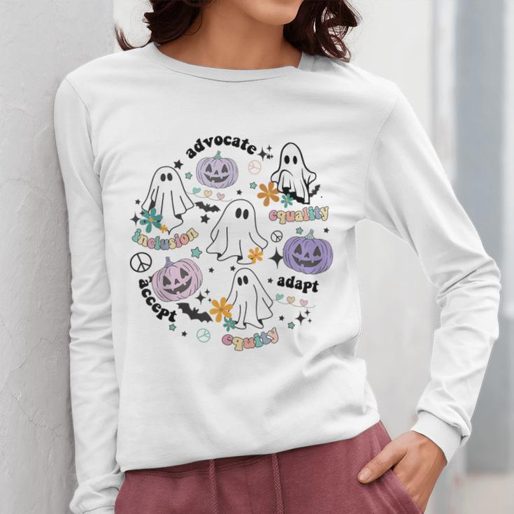 Special Education Teacher Halloween Pumpkin Ghost Inclusion Women Long Sleeve T-Shirt, funny design Special Education Teacher Halloween Pumpkin Ghost Inclusion Women Long Sleeve T-Shirt, funny design