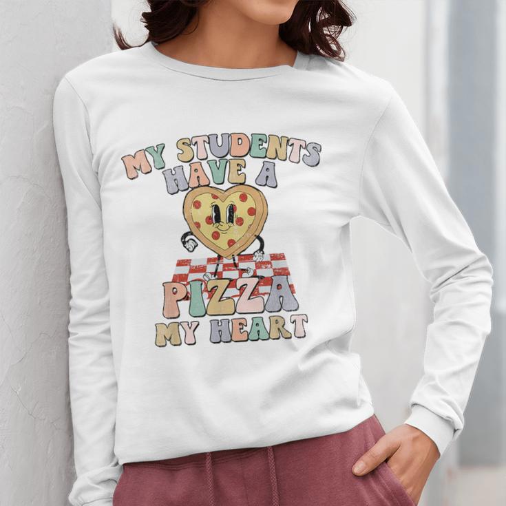 My Students Have A Pizza-My-Heart Valentines Day Teacher Women Long Sleeve T-Shirt, funny design