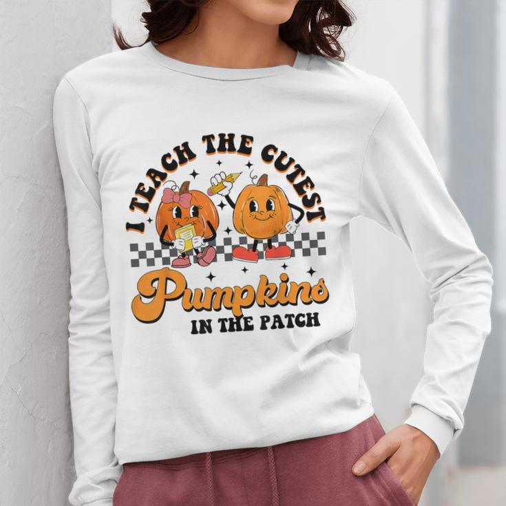 I Teach The Cutest Pumpkins In The Patch Halloween Teacher For Men Women Kids Women Long Sleeve T-Shirt, funny design I Teach The Cutest Pumpkins In The Patch Halloween Teacher For Men Women Kids Women Long Sleeve T-Shirt, funny design