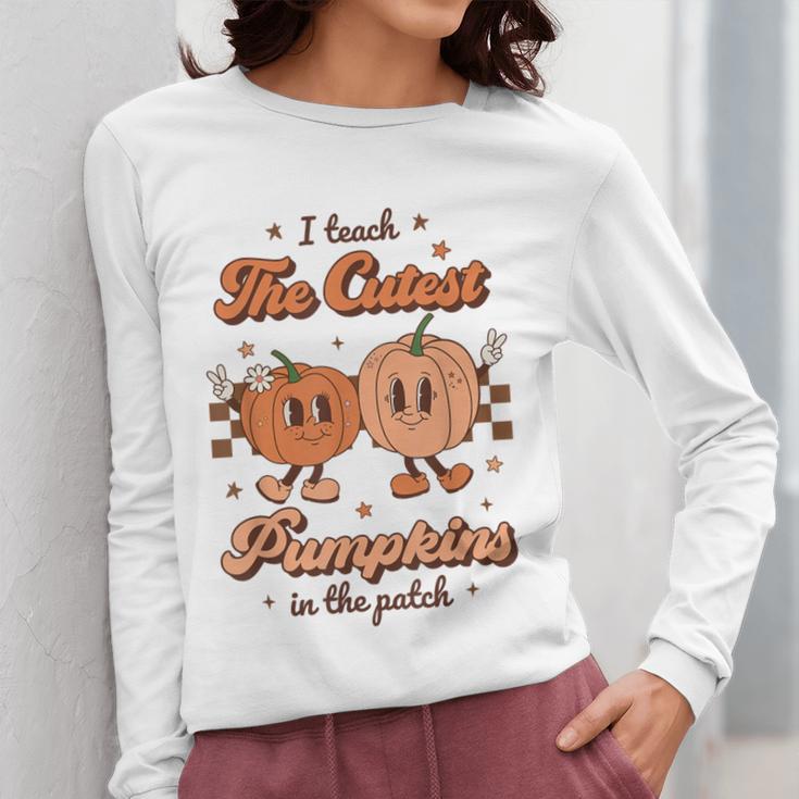 I Teach The Cutest Pumpkins In The Patch Retro Teacher Fall Women Long Sleeve T-Shirt, funny design I Teach The Cutest Pumpkins In The Patch Retro Teacher Fall Women Long Sleeve T-Shirt, funny design