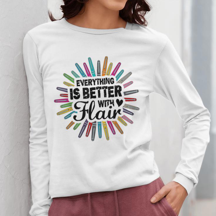 Teacher Flair Pen Art Lover School Supplies Women Long Sleeve T-Shirt, funny design Teacher Flair Pen Art Lover School Supplies Women Long Sleeve T-Shirt, funny design