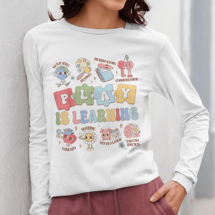 Teacher Groovy Play Is Learning Back To School Women Long Sleeve T-Shirt, Groovy Teacher Gifts, funny design Teacher Groovy Play Is Learning Back To School Women Long Sleeve T-Shirt, Groovy Teacher Gifts, funny design