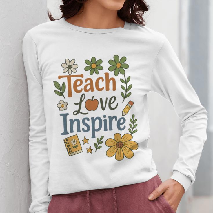 Teacher Inspire Love Women Long Sleeve T-Shirt, funny design Teacher Inspire Love Women Long Sleeve T-Shirt, funny design