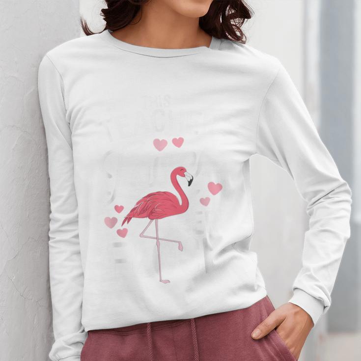 This Teacher Loves Her Flock Flamingo Teacher Class Women Long Sleeve T-Shirt, funny design