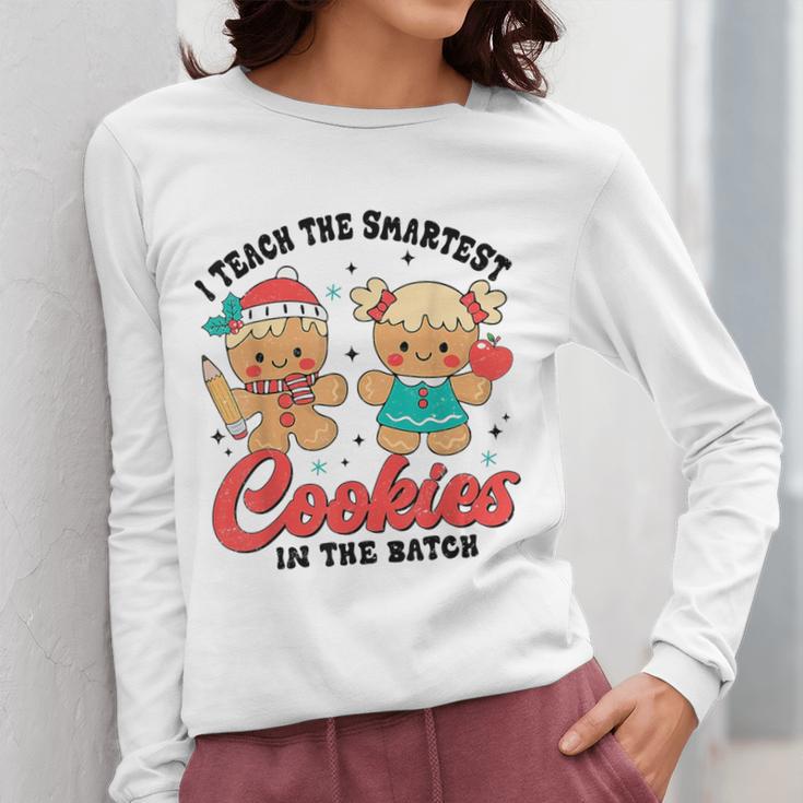 Teacher Of Smart Cookies Cute Gingerbread Teacher Christmas Women Long Sleeve T-Shirt, funny design
