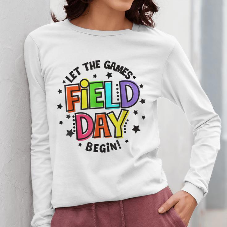 Teacher Student Field Day Let The Games Begin Field Day Women Long Sleeve T-Shirt, funny design Teacher Student Field Day Let The Games Begin Field Day Women Long Sleeve T-Shirt, funny design
