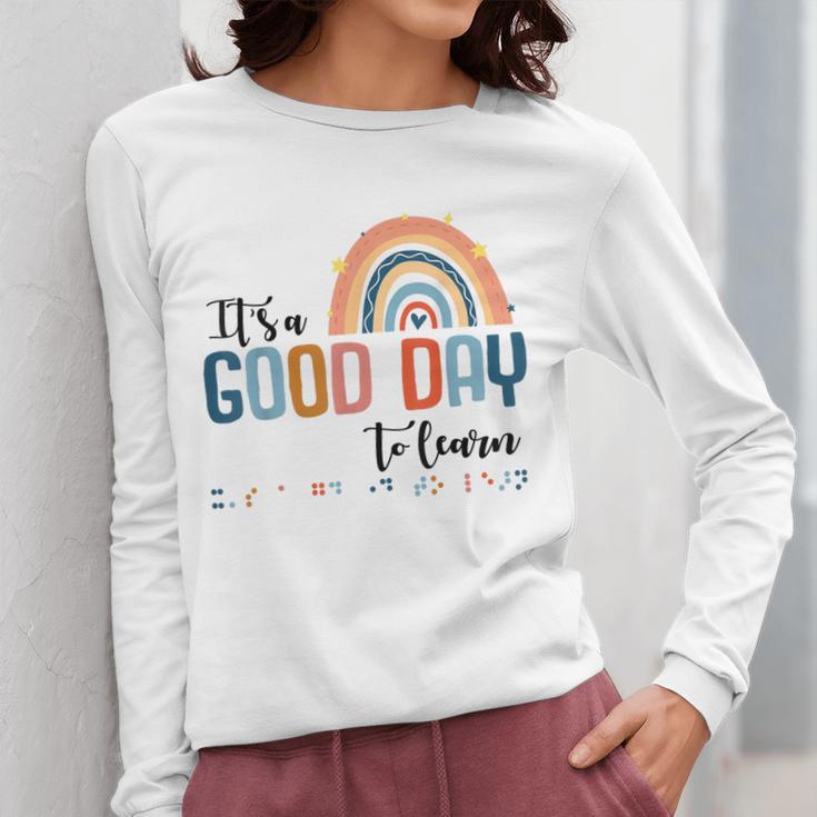 Teacher Of Visually Impaired Braille A Good Day To Learn Women Long Sleeve T-Shirt, funny design Teacher Of Visually Impaired Braille A Good Day To Learn Women Long Sleeve T-Shirt, funny design